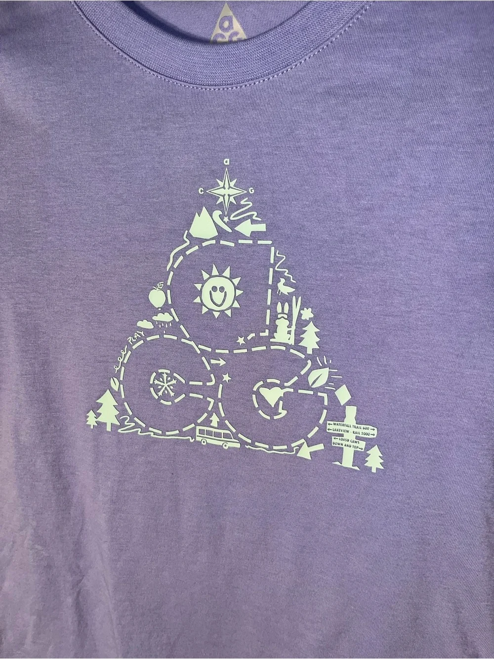 $30 Nike ACG Kids Girl's Size 7 Tee T Shirt Purple Light Thistle 86J886-P3F